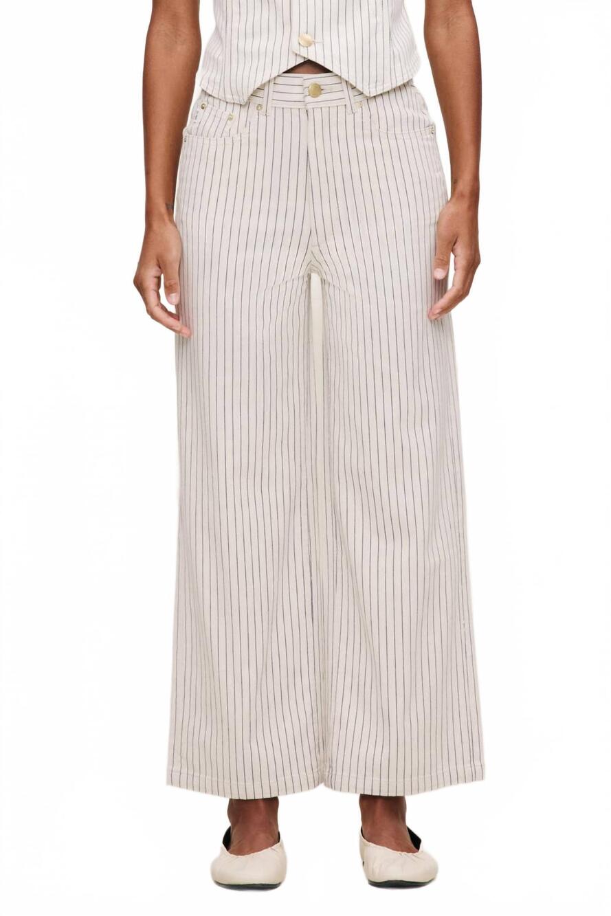NEW DL1961 - WOMEN'S hepburn wide leg ankle pant in seashell stripe